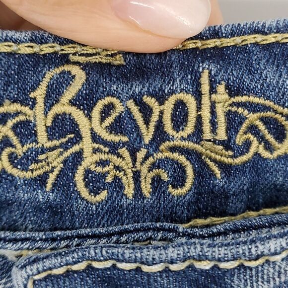 Revolt blue jeans, size 12, bling..Light distressed. Y2K Enbrodery. - Picture 2 of 11